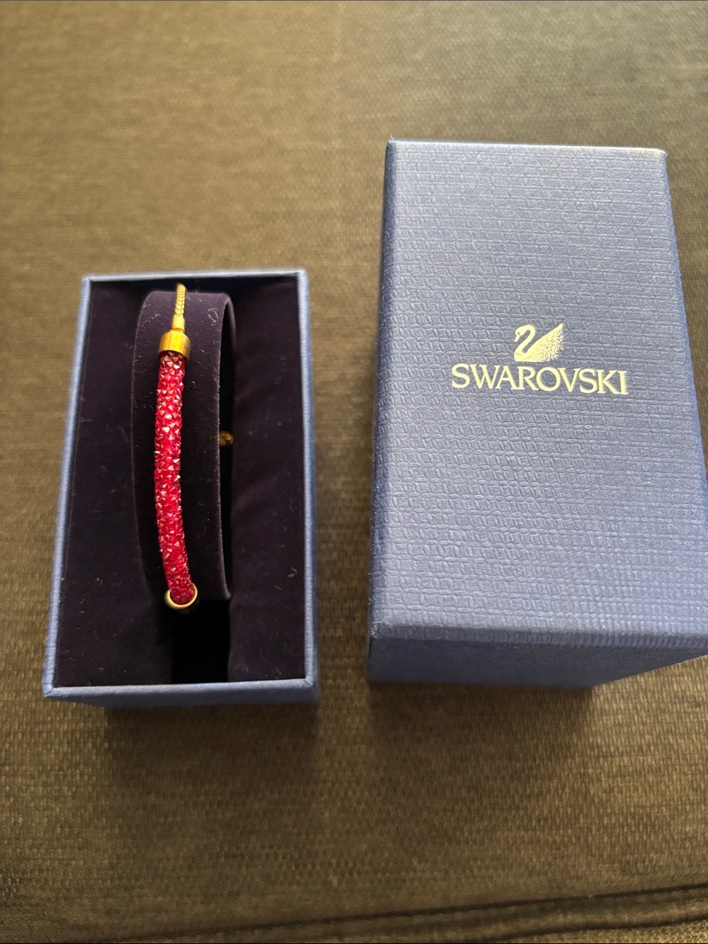 Swarovski Raspberry Crystal Pavé rose Gold-Tone Bangle Bracelet